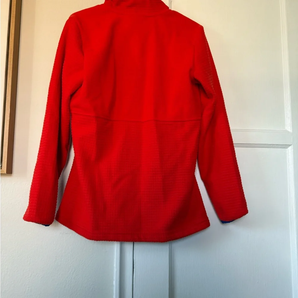 Lands’ End Women’s Fleece Jacket Small Orange & Blue Full-Zip Cozy Layer - Picture 9 of 10